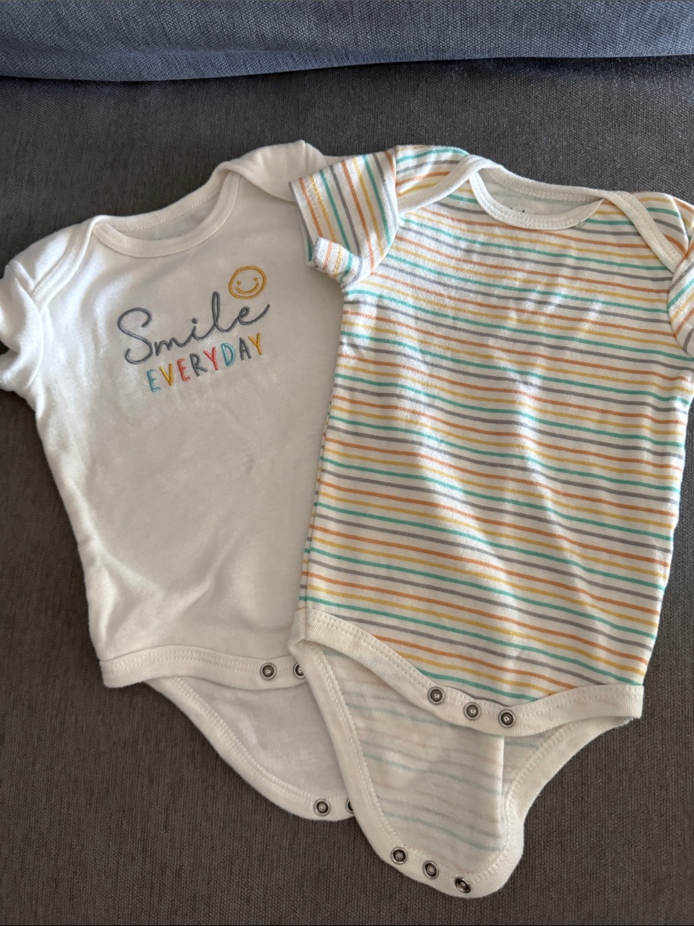 Baby Views White Baby One-Piece Bodysuit Set with Pastel Stripes